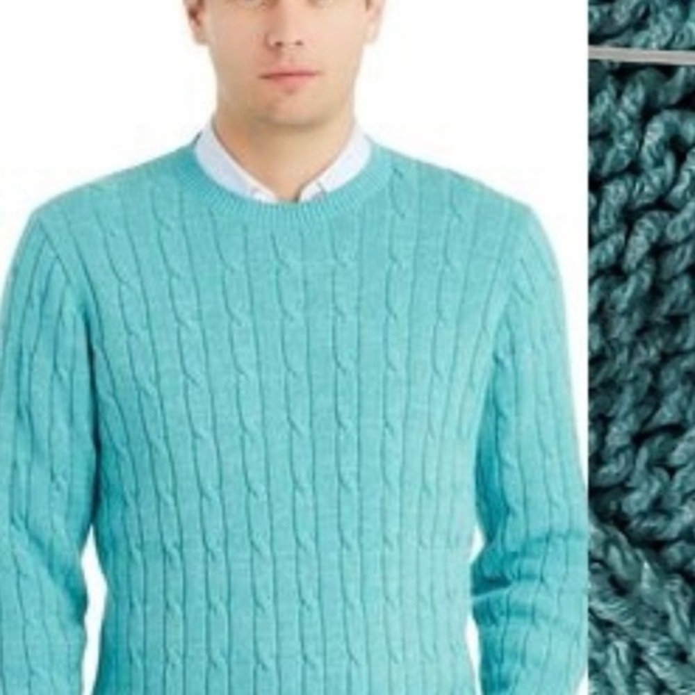 J. McLaughlin Landon Turquoise Aqua Cable‎ Knit Sweater Size M
